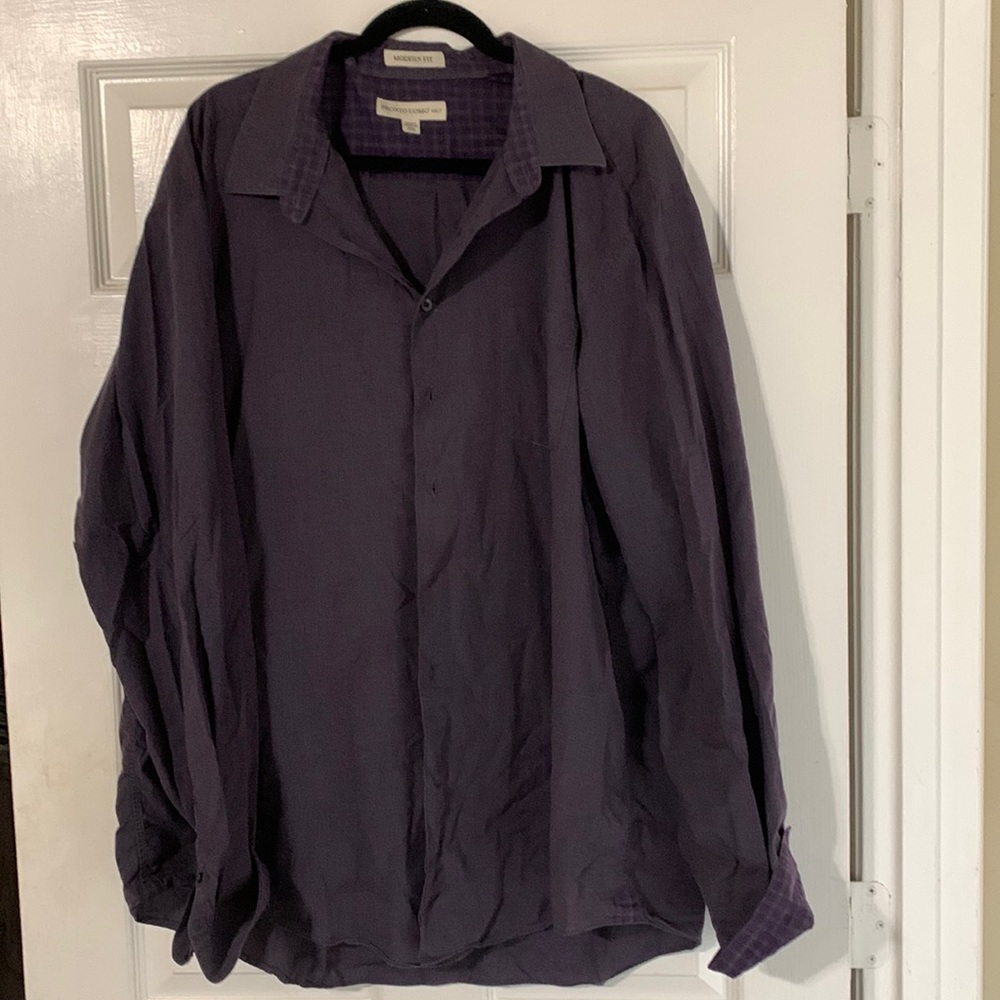 Pronto-Uomo 4XLT Purple Button Up Long Sleeve Shirt